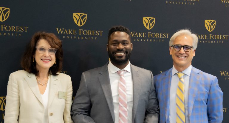 Darrien Jones with two representatives from Wake Forest Law.