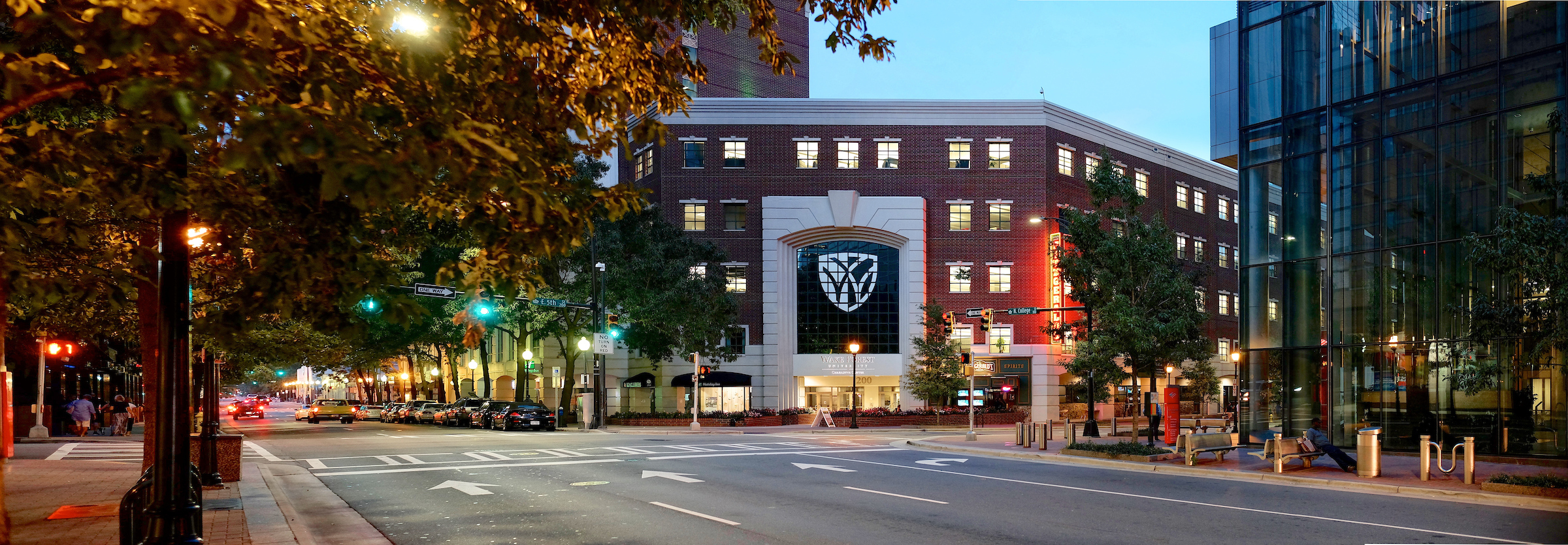 Exterior of Wake Forest's building in Charlotte where School of Professional Studies is housed