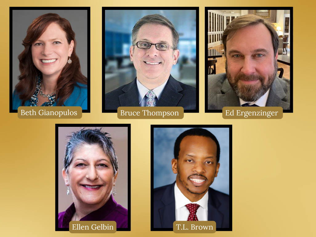 From left to right, top to bottom: Beth Gianopulos, Bruce Thompson, Ed Ergenzinger, Ellen Gelbin, T.L. Brown
