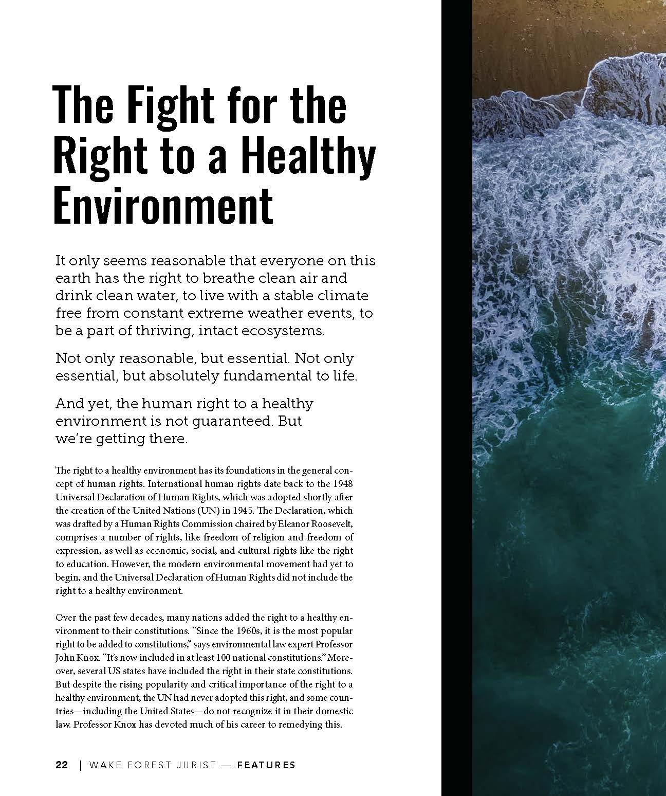cover page of The Fight for the Right to a Healthy Environment article