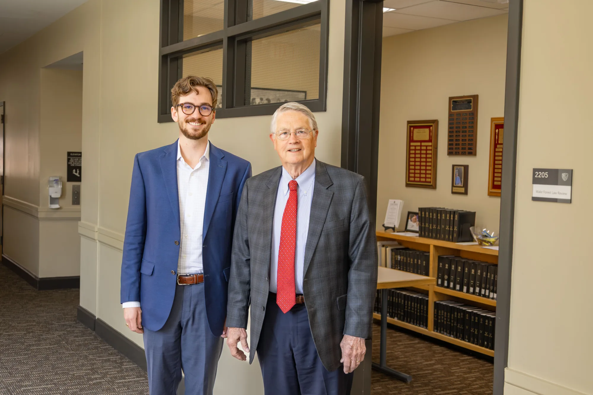 Bill Davis and Will Boyce outside of the Wake Forest Law Review office