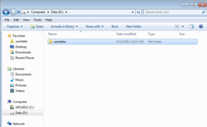 Windows Explorer - Userdata folder