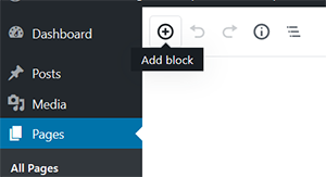 Screenshot of the Gutenberg block editor Add Block button