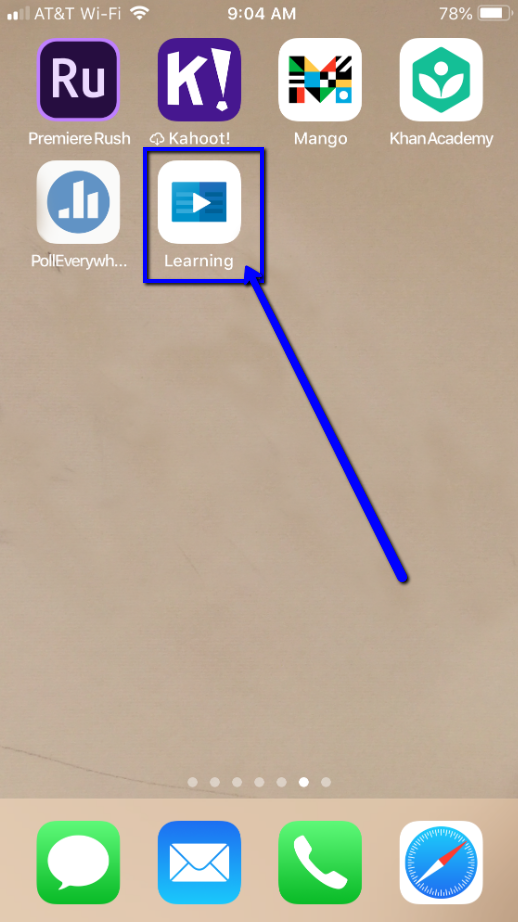 Mobile phone screen showing LinkedIn Learning app icon