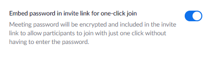 Zoom embed password in URL option