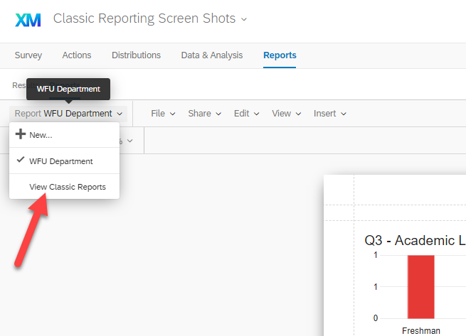 View Classic Report from the Advanced Reporting Menu