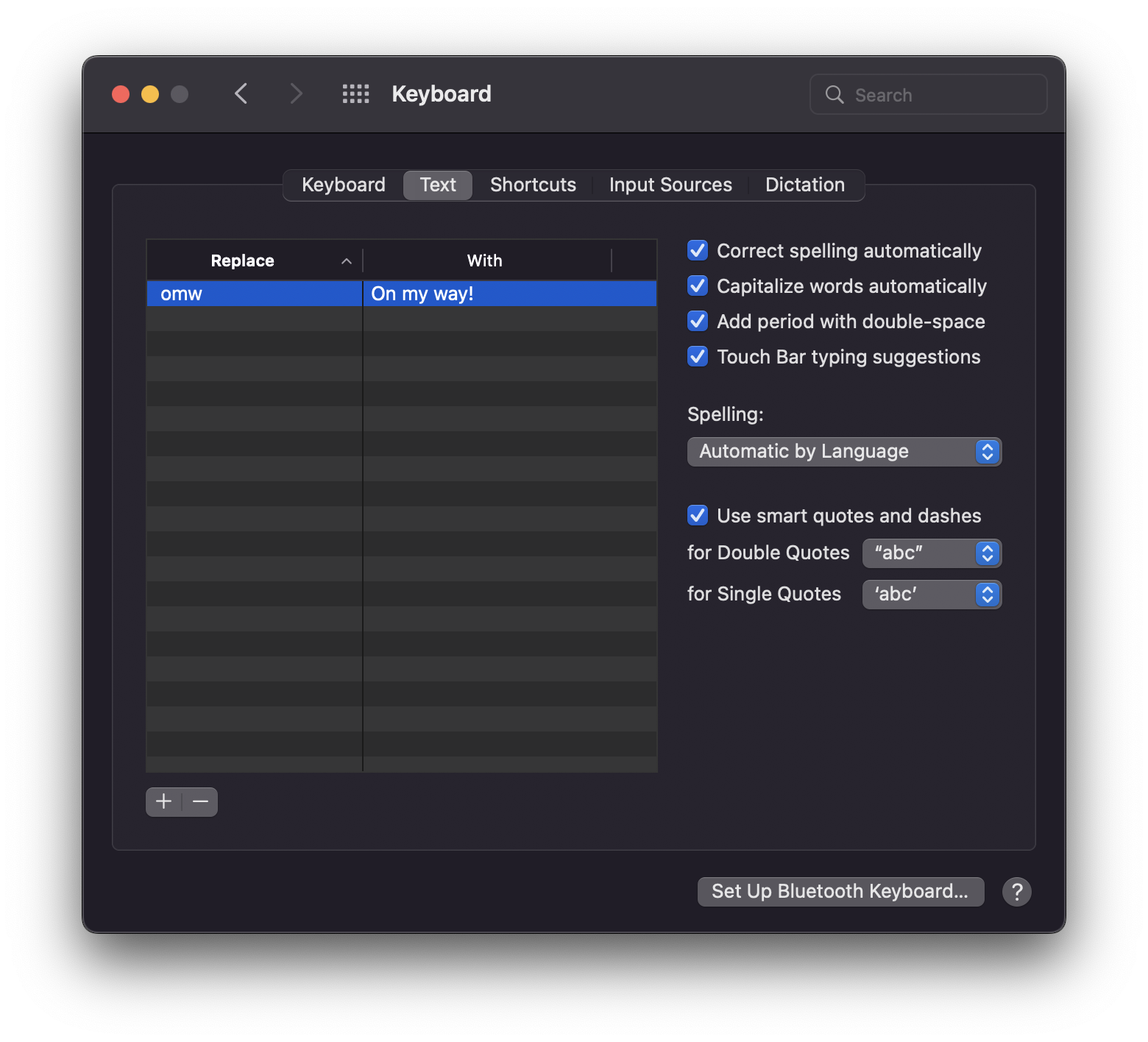 macOS typing suggestions settings