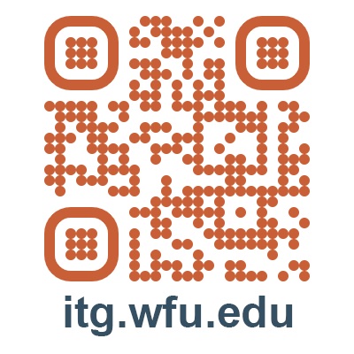 QR code with words itg.wfu.edu underneath