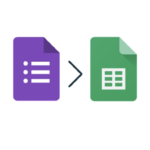 Google Forms icon pointing to Google Sheets icon