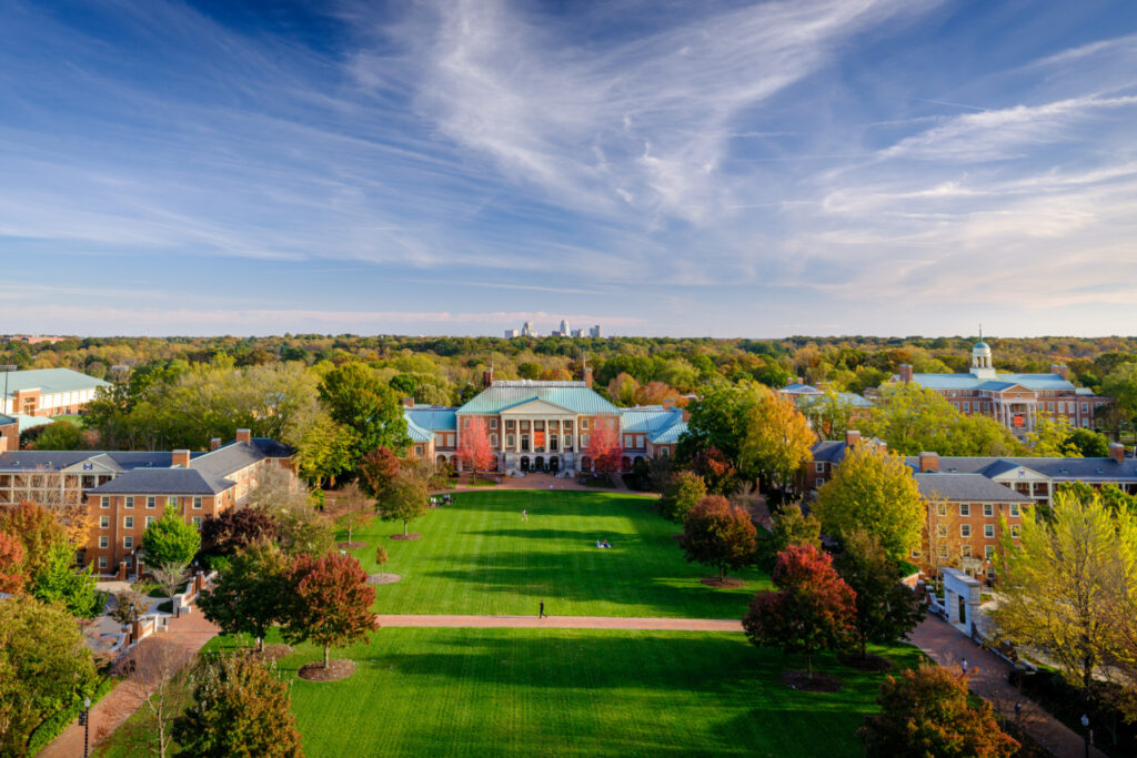 aerial view of wake forest campus