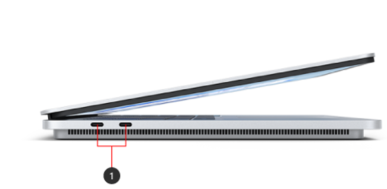 ports on a surface laptop studio from left to right: Two USB-C ports with USB 4.0/Thunderbolt 4