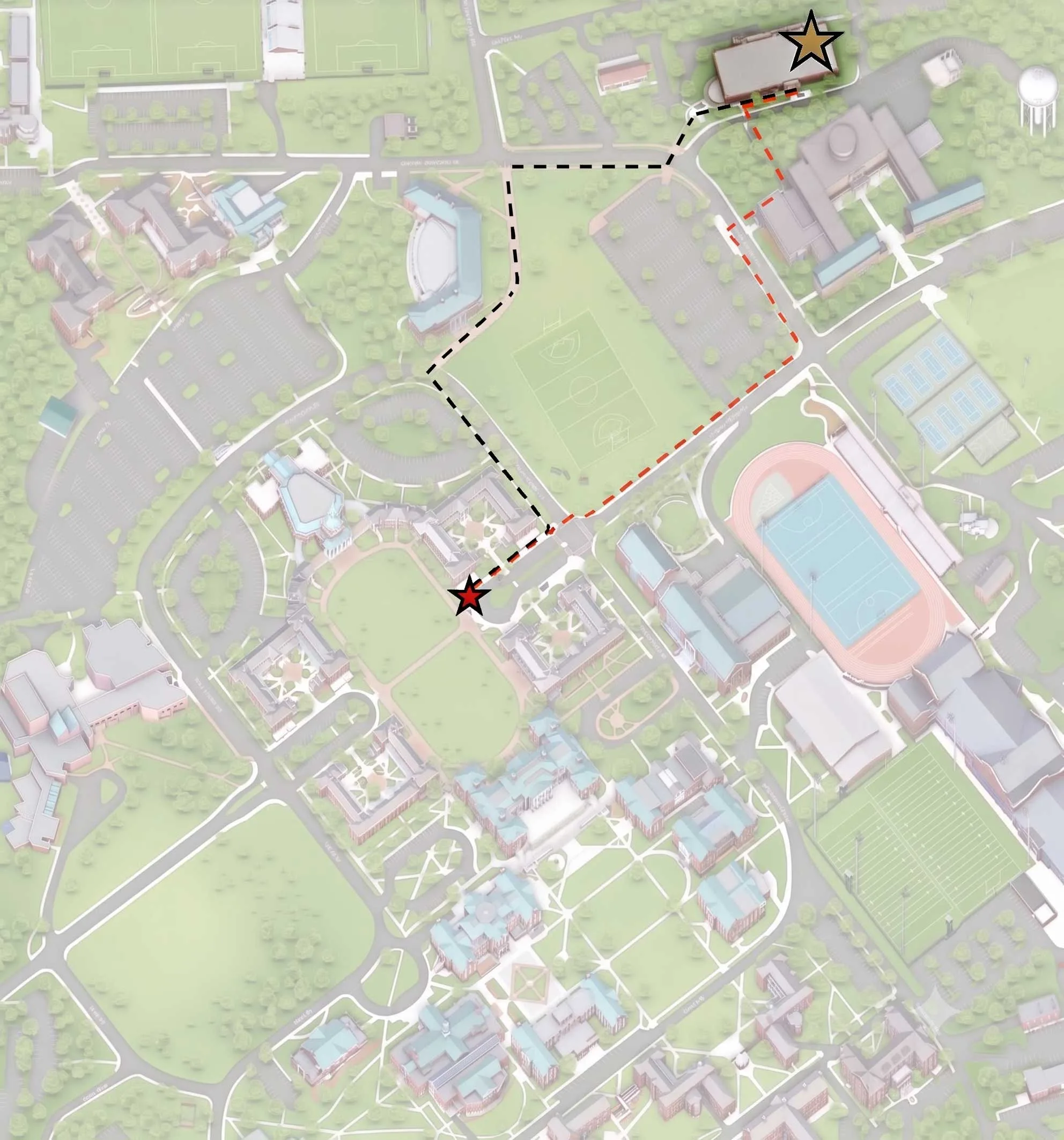 Caption: Campus Map to Alumni Hall