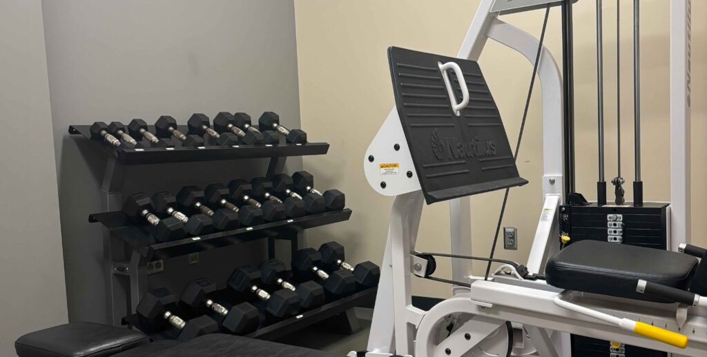 Free weights and weight machine