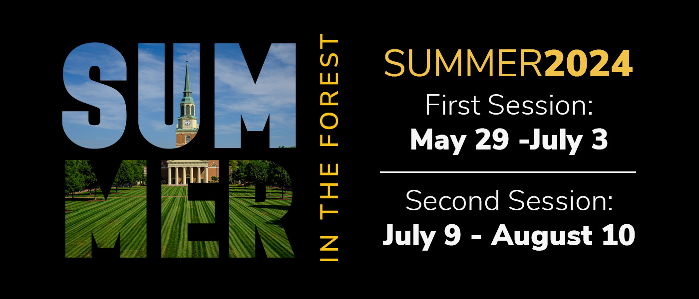Summer 2024 - First Sesson: May 29 - July 3. Second Session:  July 9 - August 10