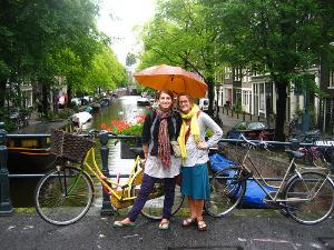 Amsterdam students on bridge