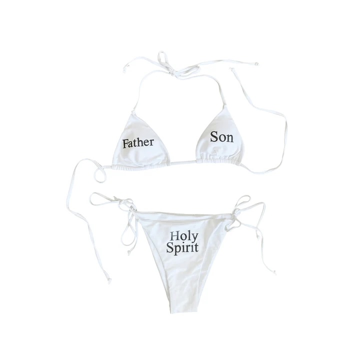 Praying’s controversial “Holy Trinity” bikini 