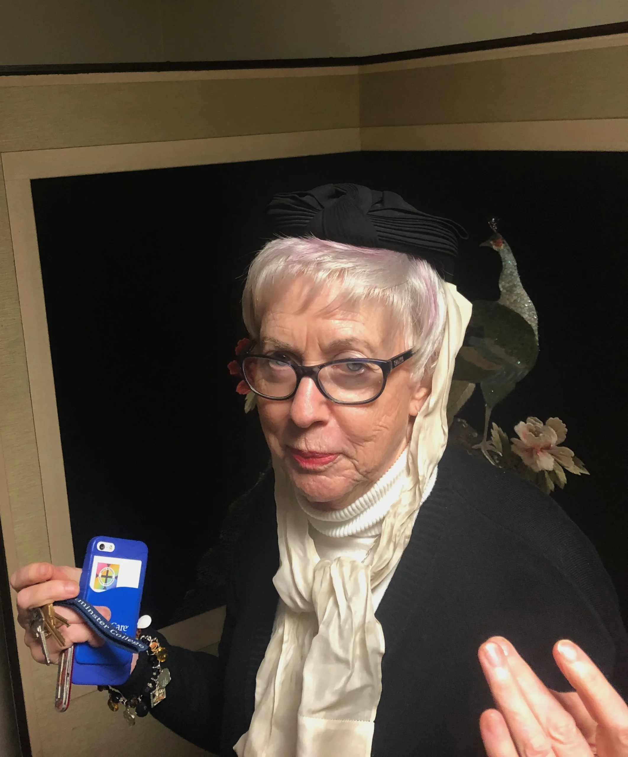 Figure 5: Deaconess Nan Gordon modeling a historical bonnet in 2019. Photo by author.
