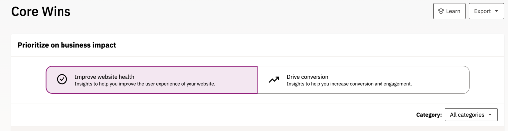 Improve website health banner