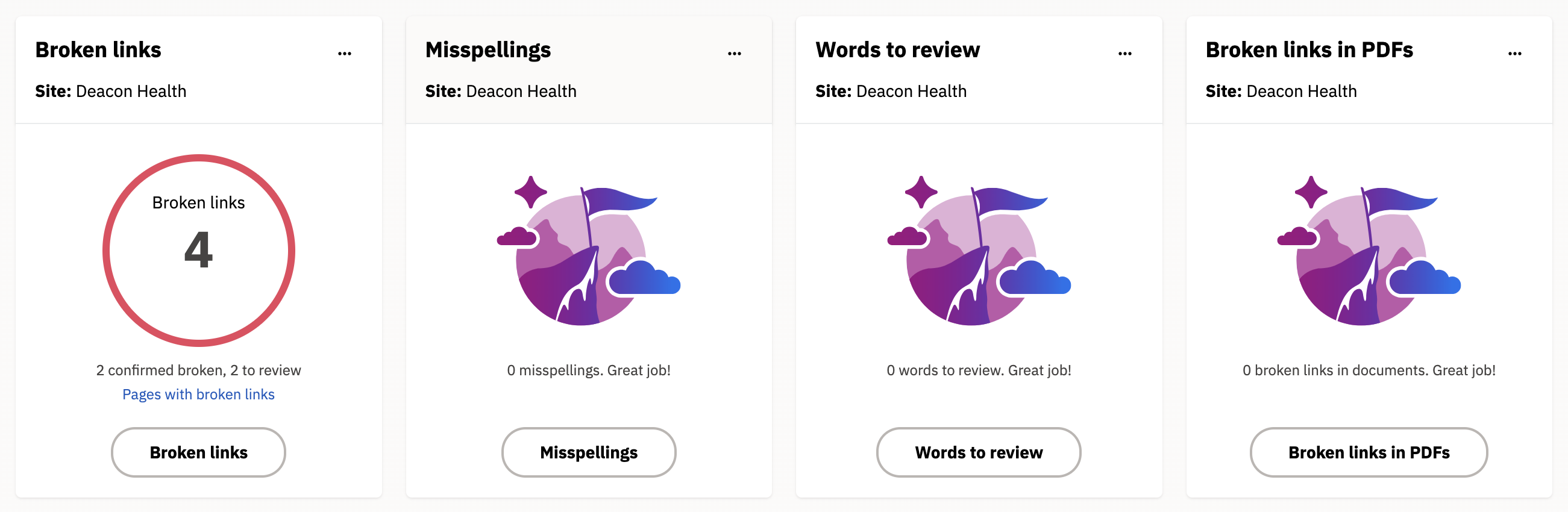 QA Dashboard highlighting general issues