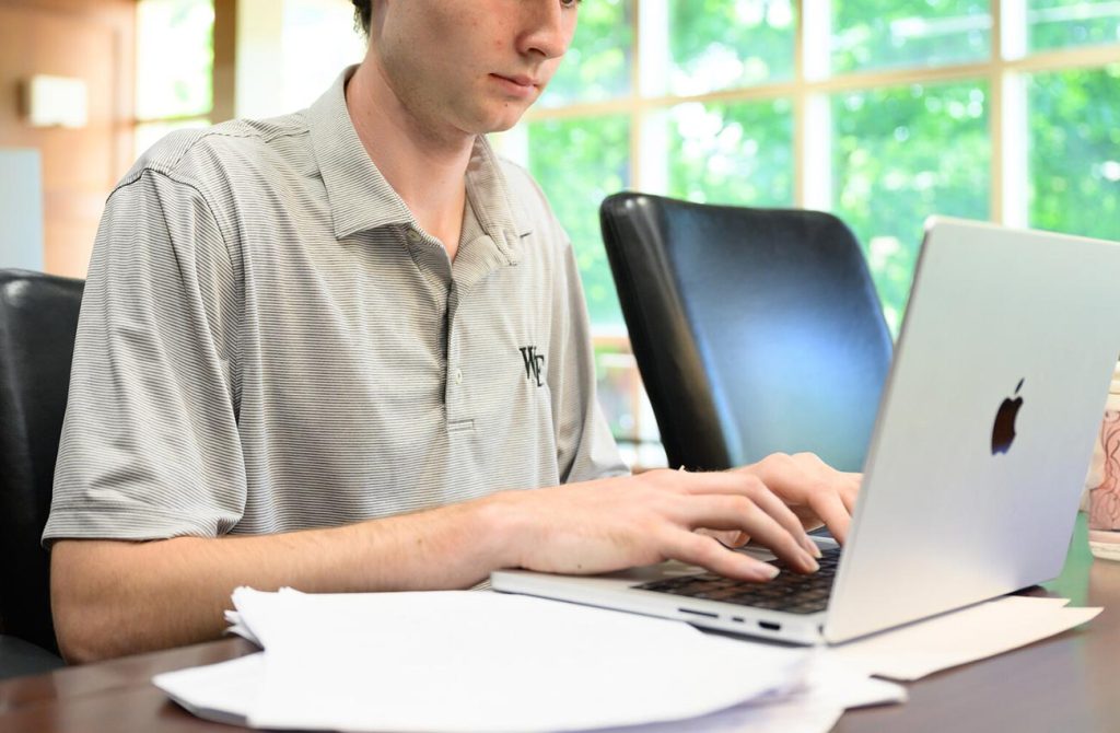 Student using a computer