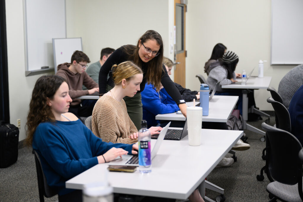 Wake Forest University Computer Science Prof. Sarah Parsons teaches her Problem Solving with Python class in Manchester Hall on Friday, February 7, 2025.