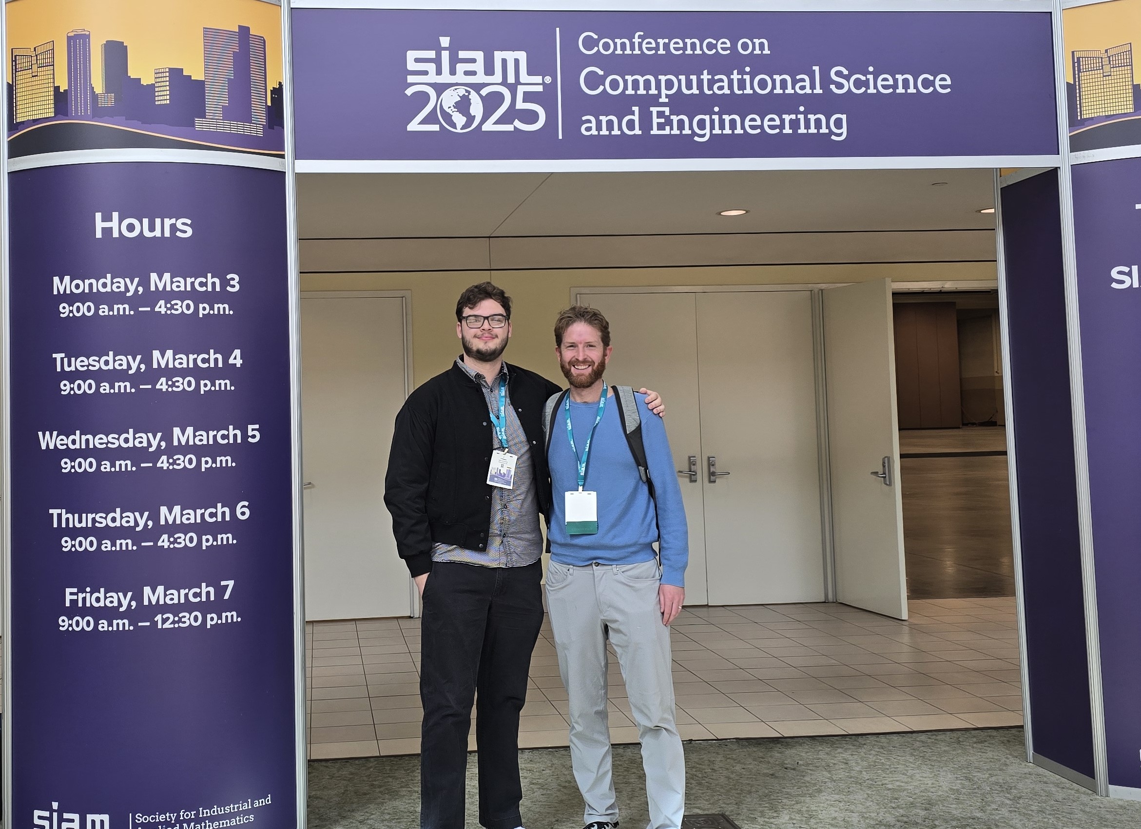 CS Graduate Student, De Oliveira Pinheiro, with Dr. Grey Ballard at SIAM 2025 Conference on Computational Science & Engineering! 
