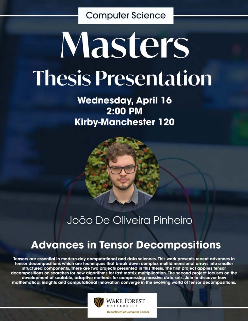 Masters Thesis Presentation & CS Undergraduates Honors Presentations