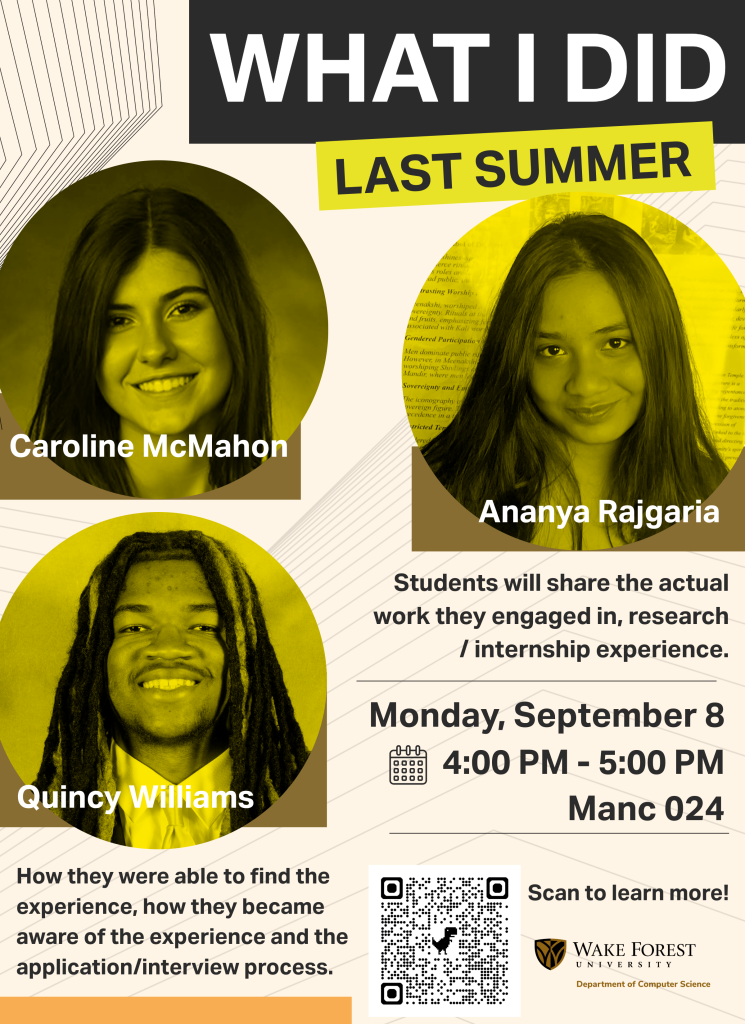 Flyer promoting seminar on Sept 8, 2025 on "What I Did Last Summer"