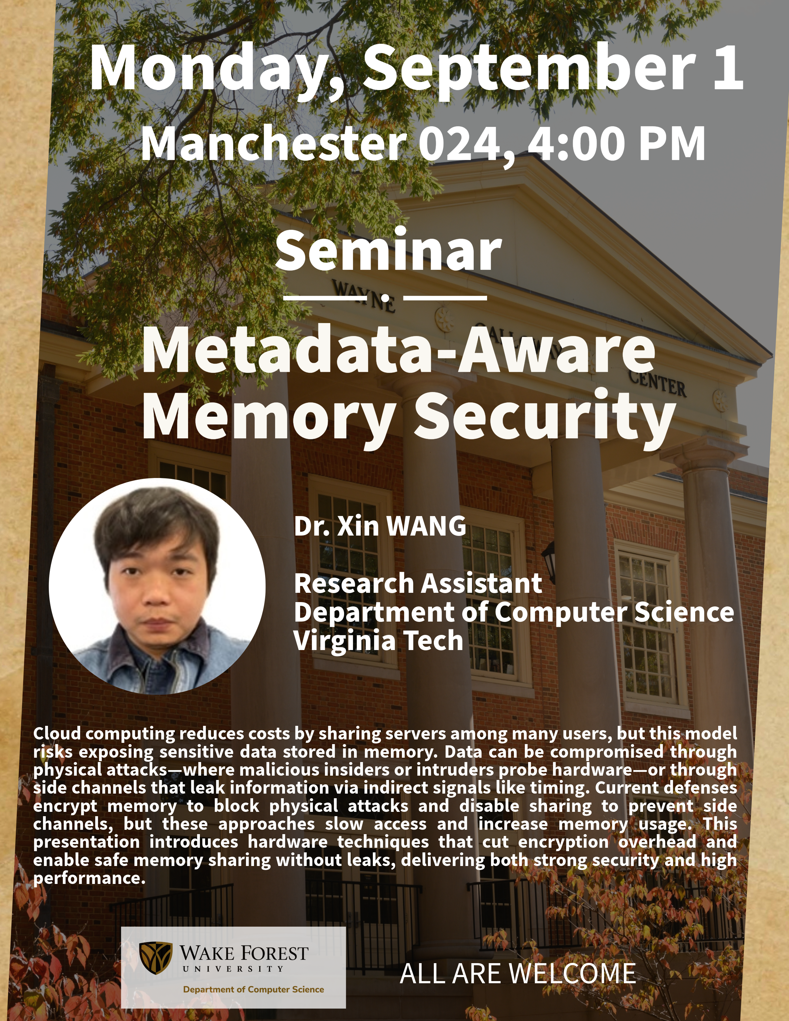 Flyer promoting seminar on Sept 1, 2025