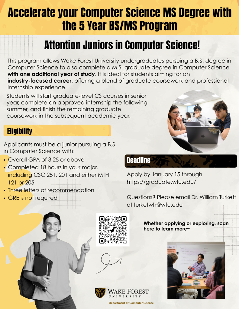 Flyer promoting the 5 year BS/MS Program