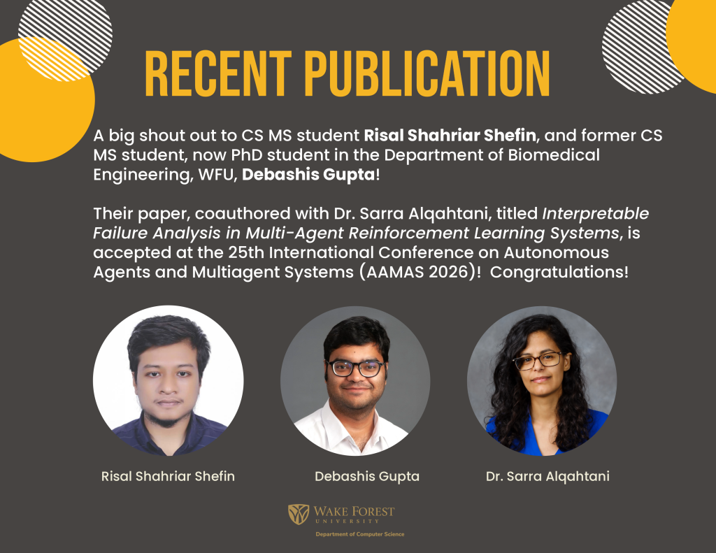 Flyer congratulating students and faculty with new publication