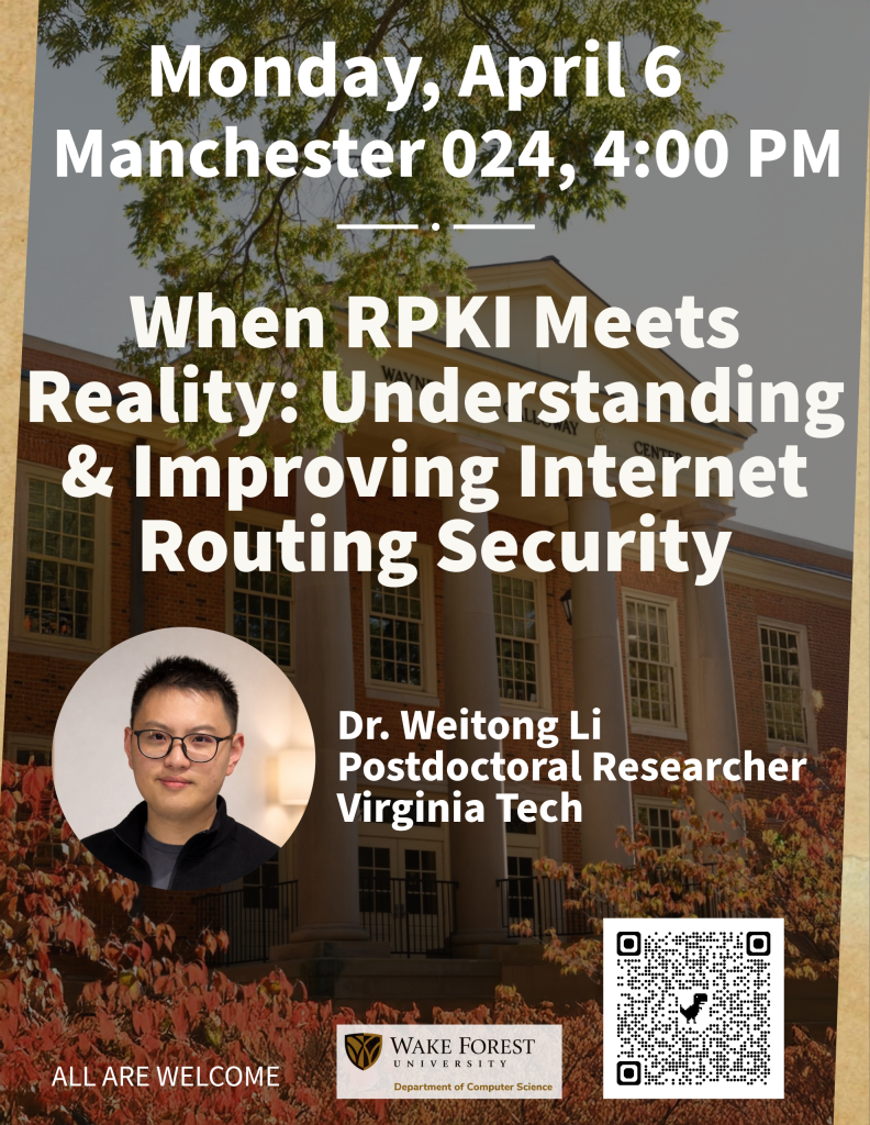 Flyer promoting seminar on April 6