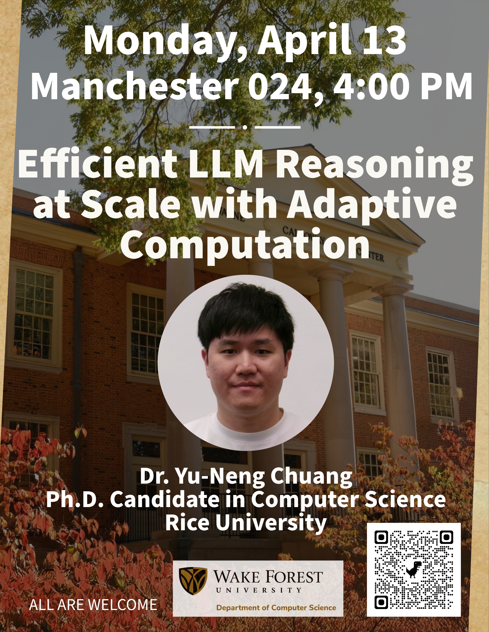 Flyer promoting talk on April 13