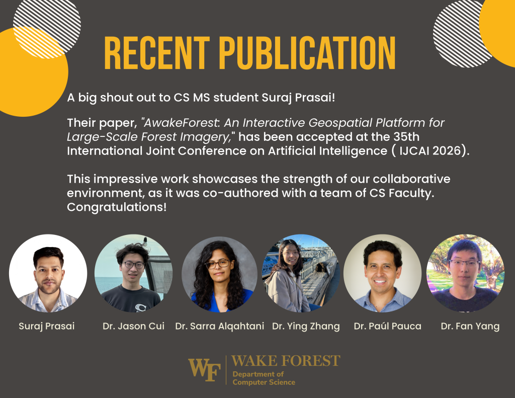 Flyer congratulating CS student and Faculty on their recent publication.