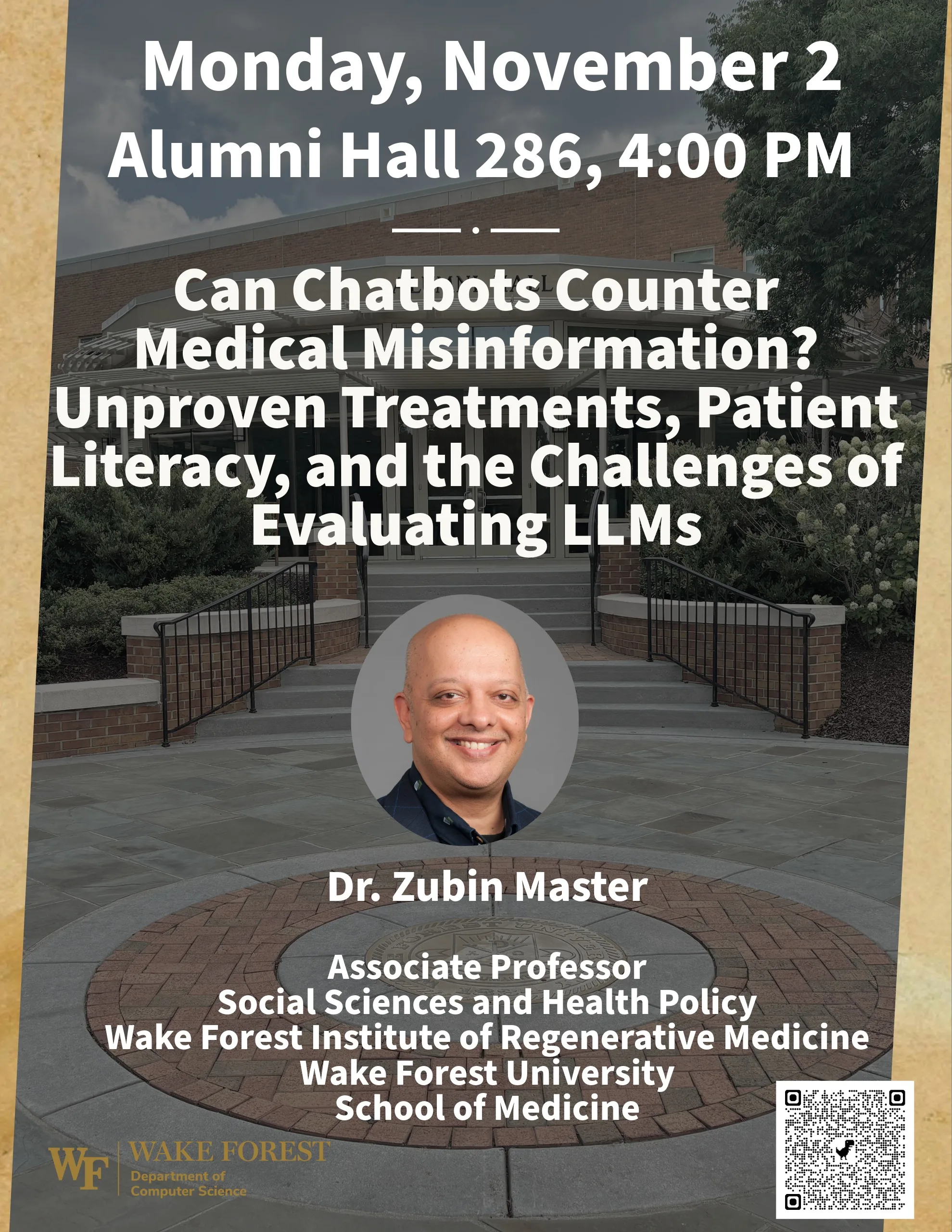 Flyer promoting seminar on Nov 2, 2026