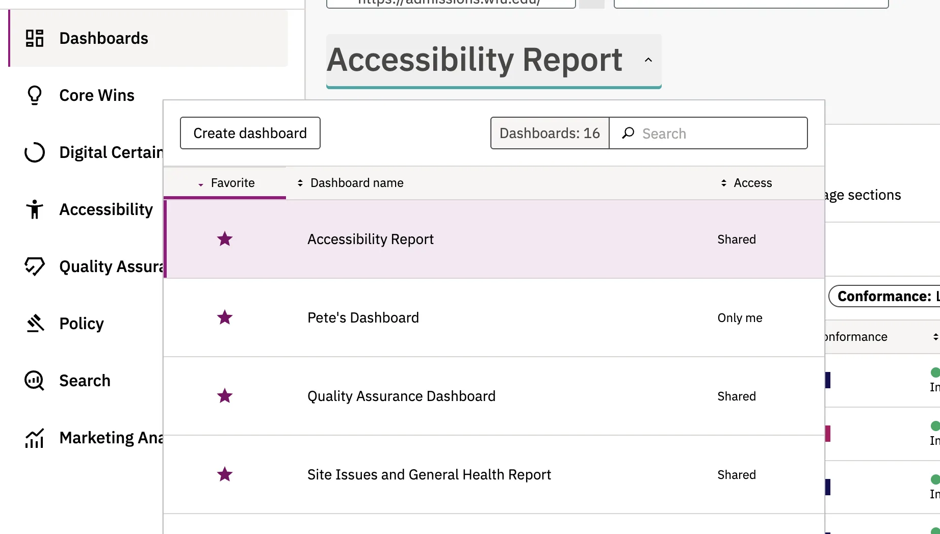 Accessibility Dashboard