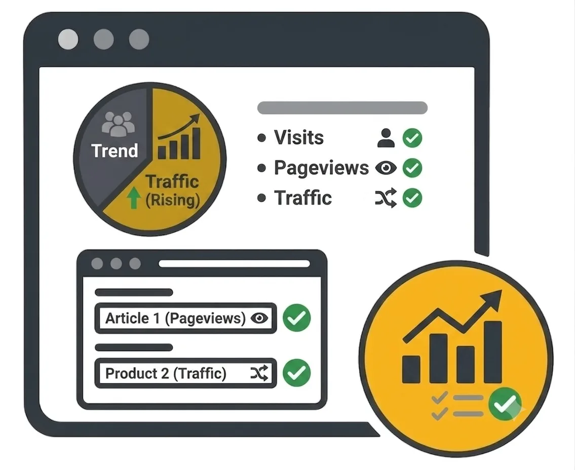 Content features within web analytics icon