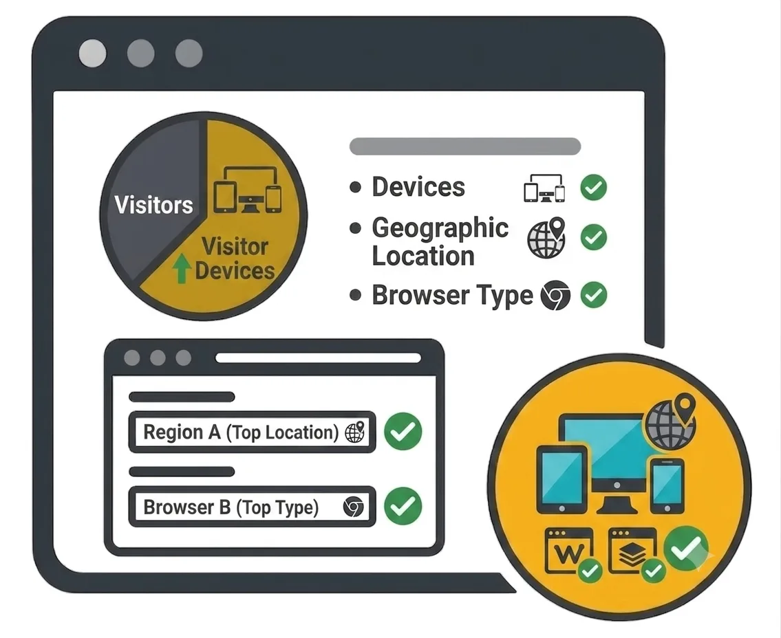 Visitor features within web analytics icon