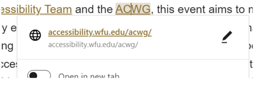 Example of what the absence of meaningful link text looks like.