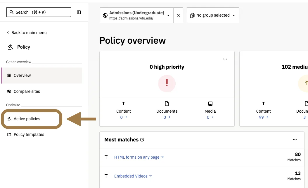 Actives policies link