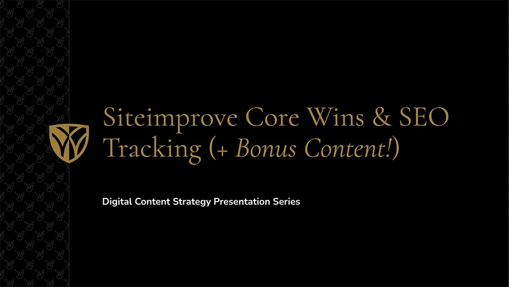 Siteimprove Core Wins & SEO Tracking Presentation cover slide
