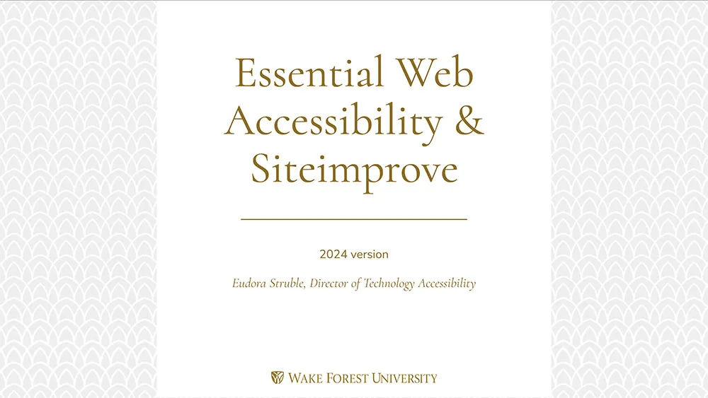 Essential Web Accessibility & Siteimprove Presentation cover