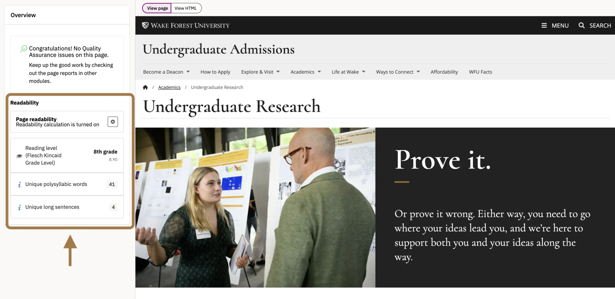 Identifying Readability Issues screenshot