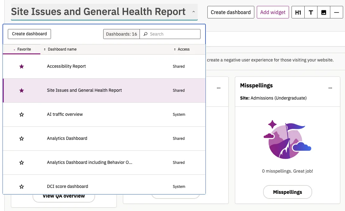 Siteimprove Dashboards
