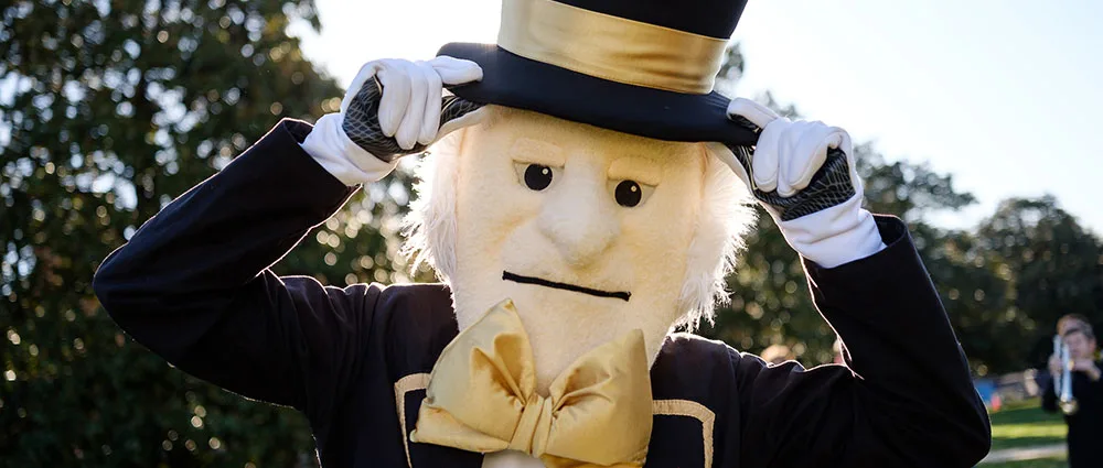 Photo of the Demon Deacon used as an example of how to position an image in a column properly.