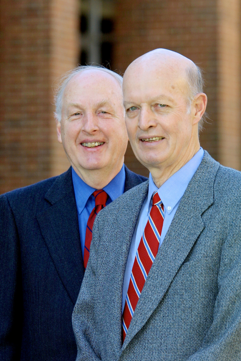 Retiring political science professors Dr. Richard D. Sears, right, and Dr. Jack D. Fleer