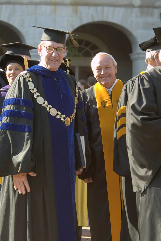 President Thomas K. Hearn Jr., left, and Arnold Palmer