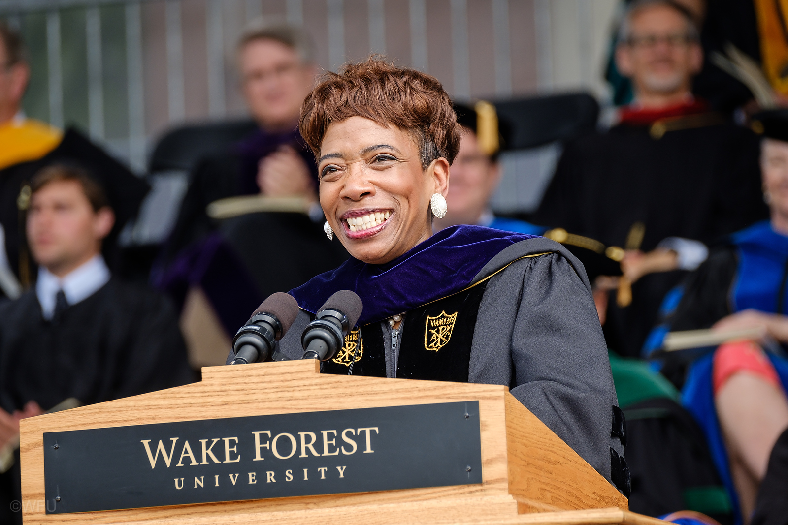 Carla Harris at the lectern