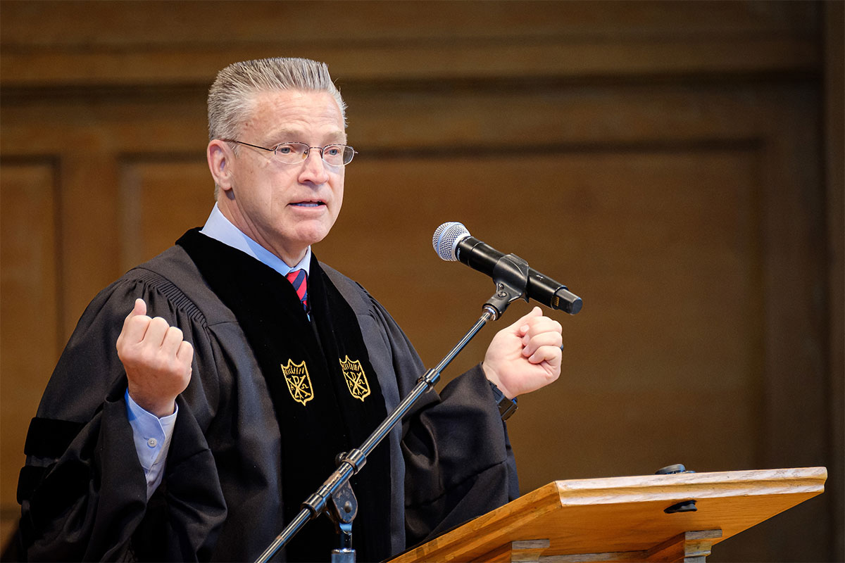 Wake Forest University hosts the Baccalaureate Service in Wait Chapel on Sunday, May 19, 2019, to celebrate the class of 2019. Gary A. Haugen, the CEO and Founder of International Justice Mission, gives the Baccalaureate Address.