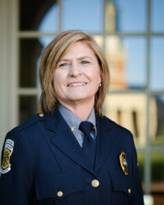 Wake Forest Chief of Police Regina Lawson poses on Hearn Plaza on Tuesday, April 18, 2023.